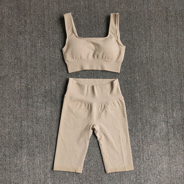 RibLine Seamless Set — Ribbed Bra + High-Waist Shorts - view 4 of 9