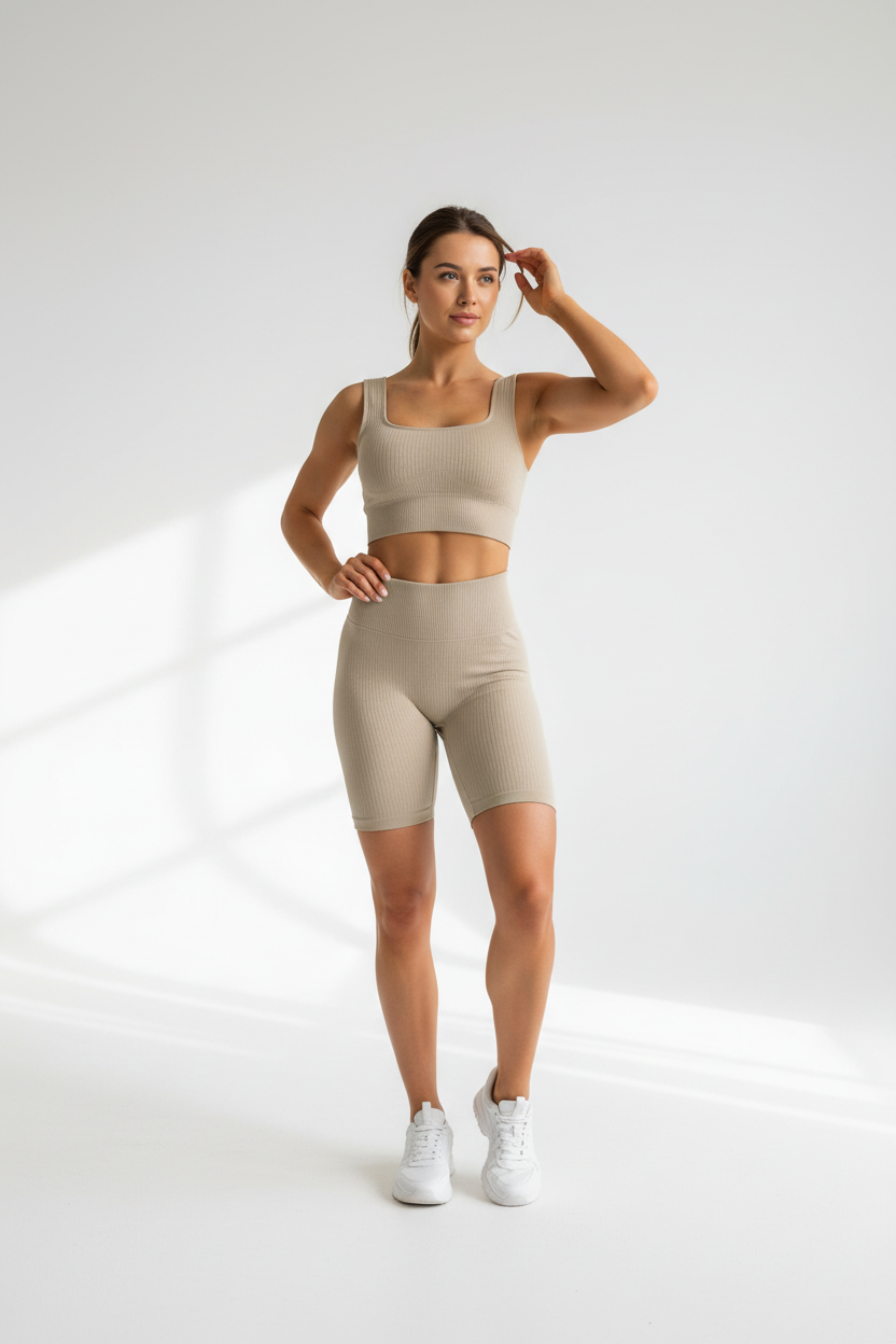 RibLine Seamless Set — Ribbed Bra + High-Waist Shorts - view 8 of 9