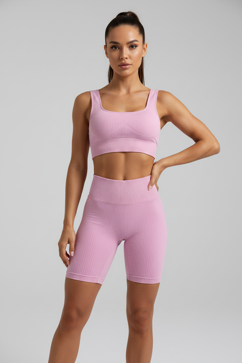 RibLine Seamless Set — Ribbed Bra + High-Waist Shorts - view 7 of 9