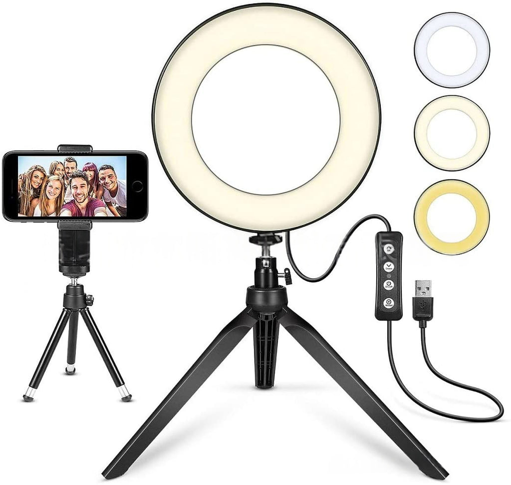 Desk Ring Light with Tripod & Phone Holder – 3 Light Modes - view 1 of 8