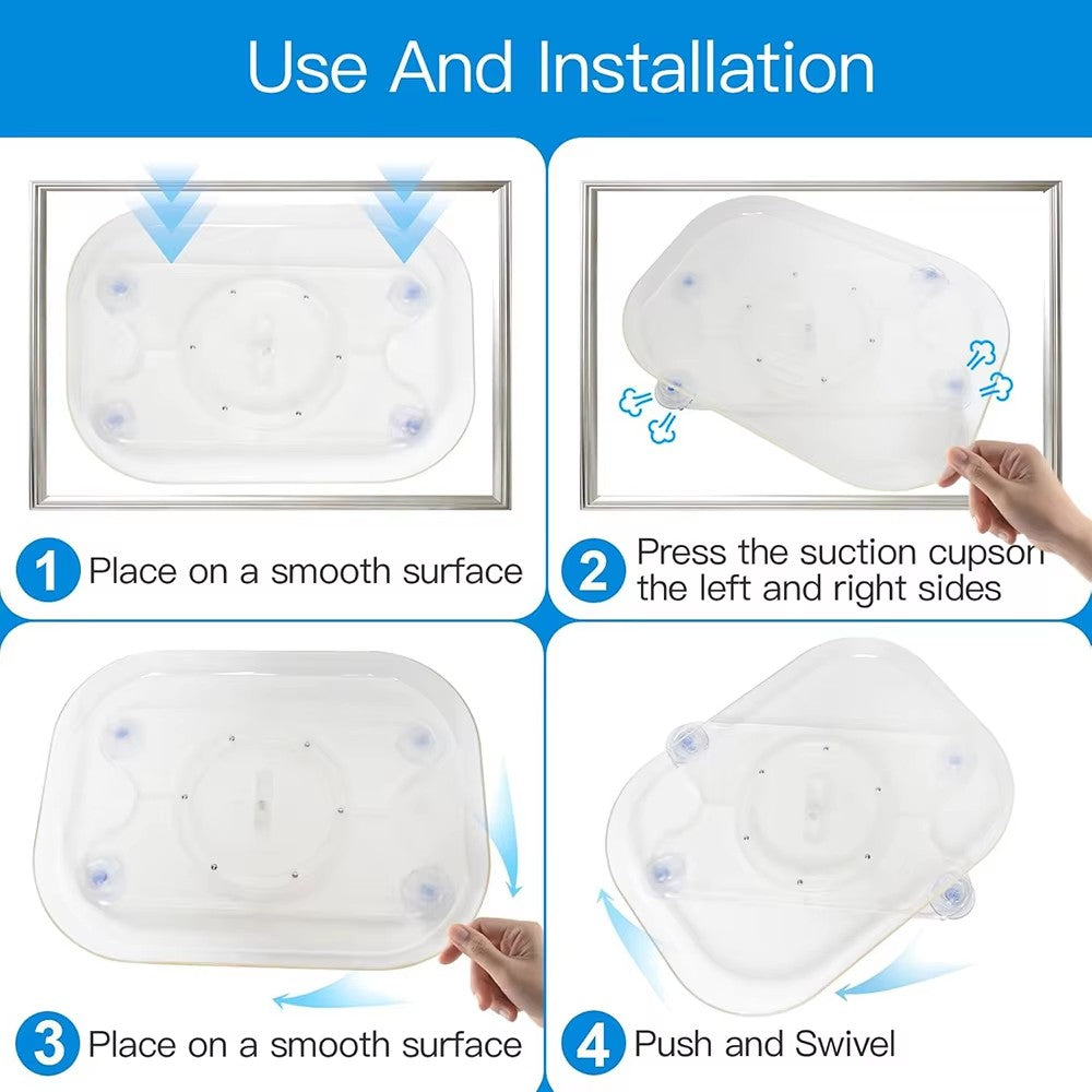 Rectangular Fridge Lazy Susan – 360° Rotating Organiser with Non-Slip Suction Cups - view 5 of 6