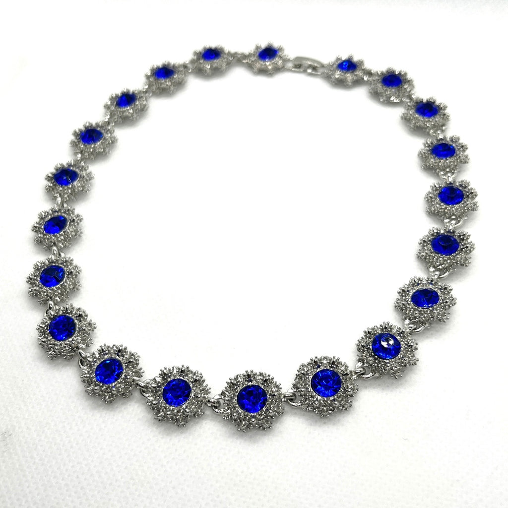 Vintage Rhinestone Statement Necklace – Geometric Crystal Collar - view 2 of 8
