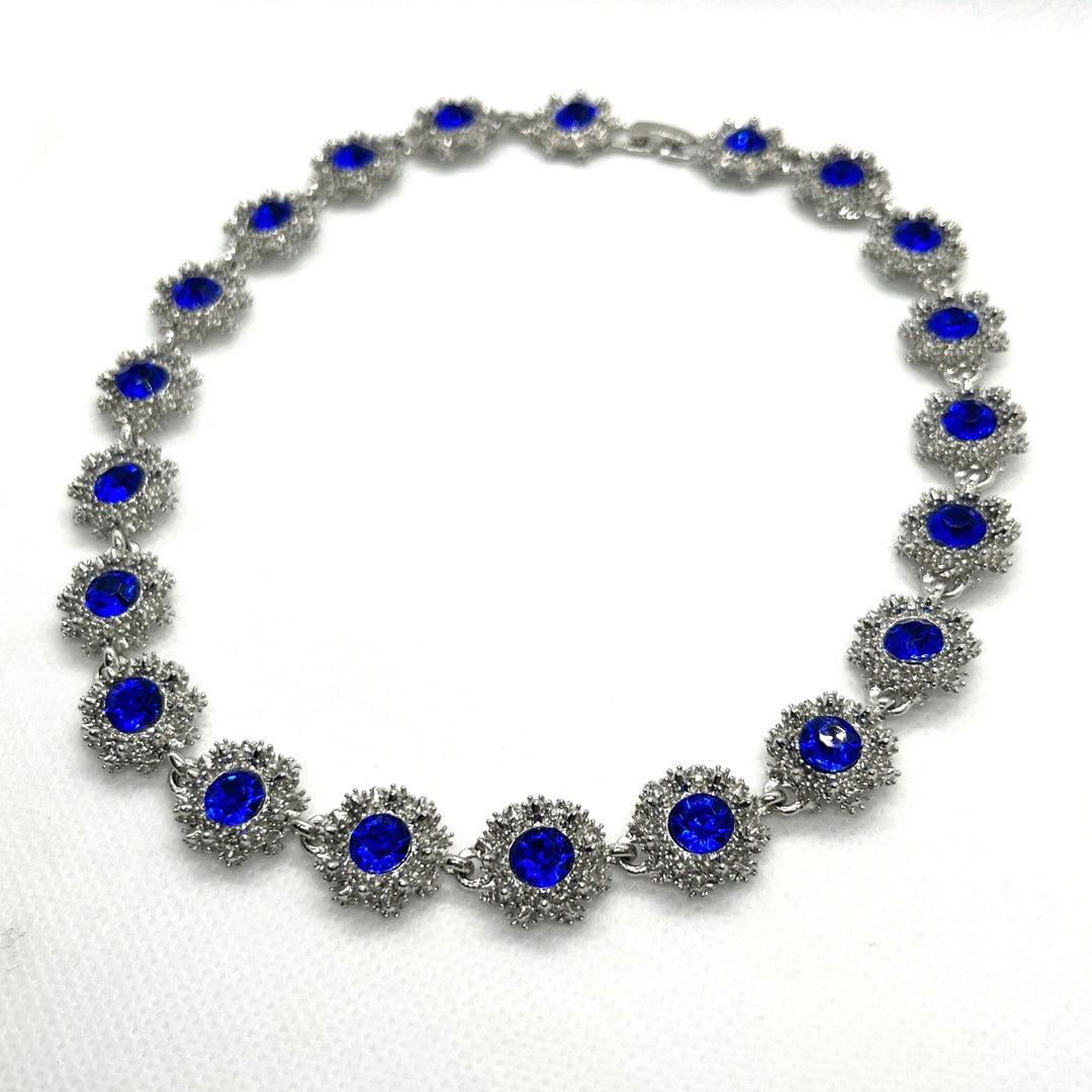 Vintage Rhinestone Statement Necklace – Geometric Crystal Collar - view 2 of 8