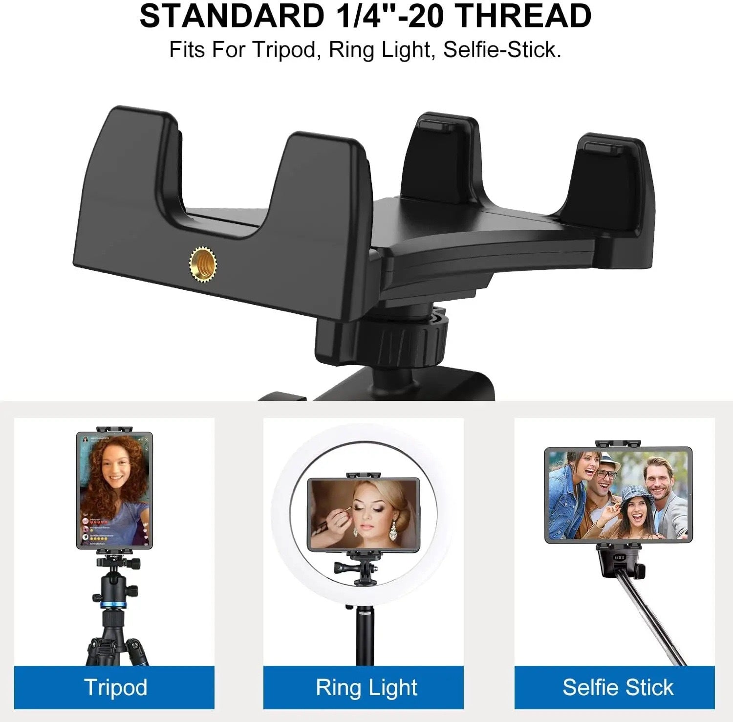 Universal Phone & Tablet Clamp Mount – 1/4-20 Thread - view 2 of 8