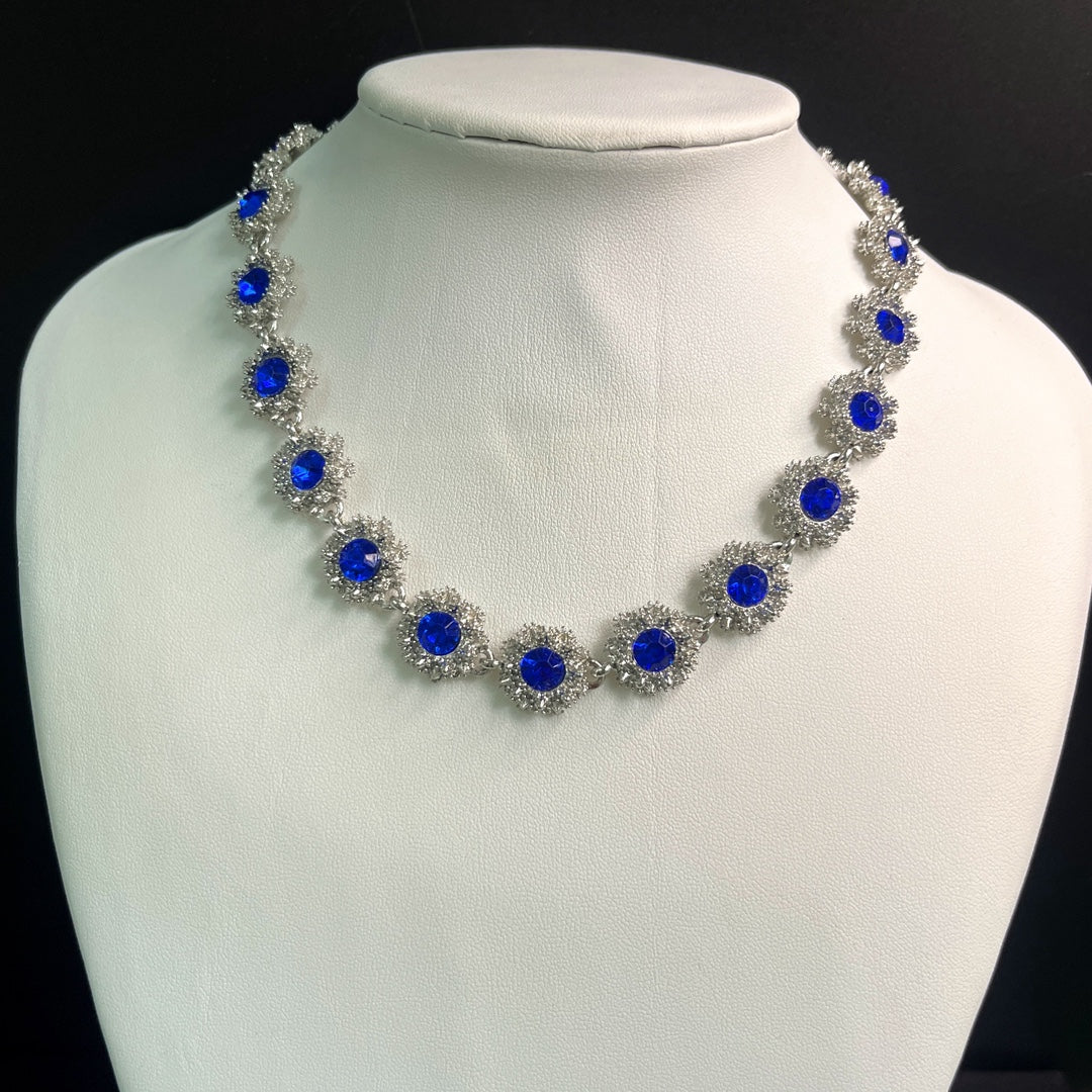 Vintage Rhinestone Statement Necklace – Geometric Crystal Collar - view 1 of 8
