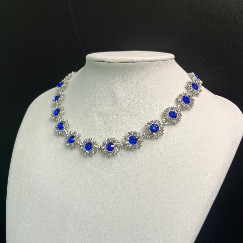 Vintage Rhinestone Statement Necklace – Geometric Crystal Collar - view 3 of 8
