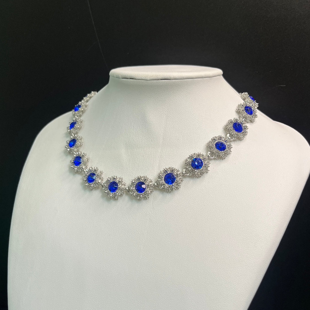 Vintage Rhinestone Statement Necklace – Geometric Crystal Collar - view 3 of 8