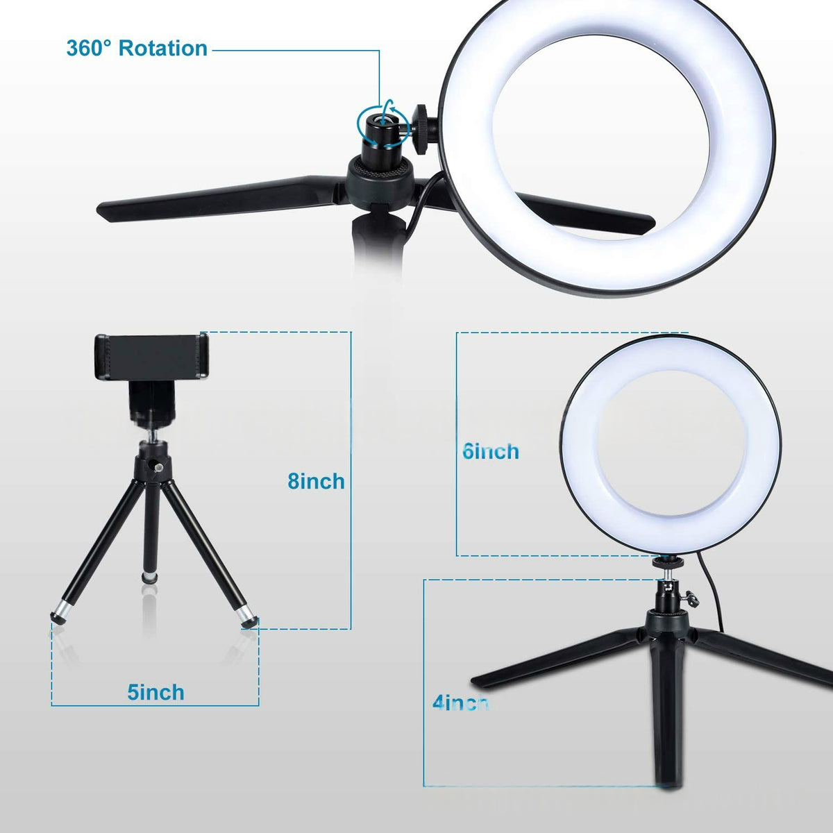 Desk Ring Light with Tripod & Phone Holder – 3 Light Modes - view 3 of 8