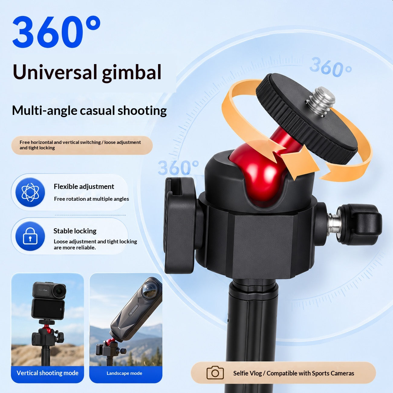 Retractable Desktop Tripod – 360° Ball Head, Phone & Action Cam - view 3 of 7