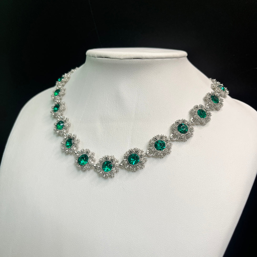 Vintage Rhinestone Statement Necklace – Geometric Crystal Collar - view 5 of 8