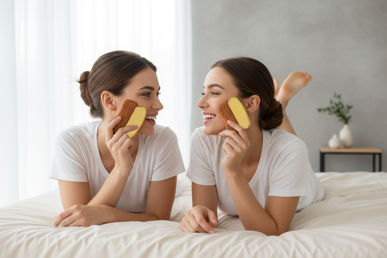 Wooden-Handle Gua Sha Facial Scraper – Zinc Alloy Contour Tool - view 7 of 9