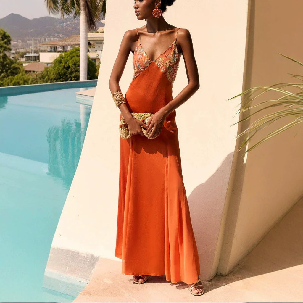 Satin Spaghetti Strap Dress & Scarf Set - view 2 of 8