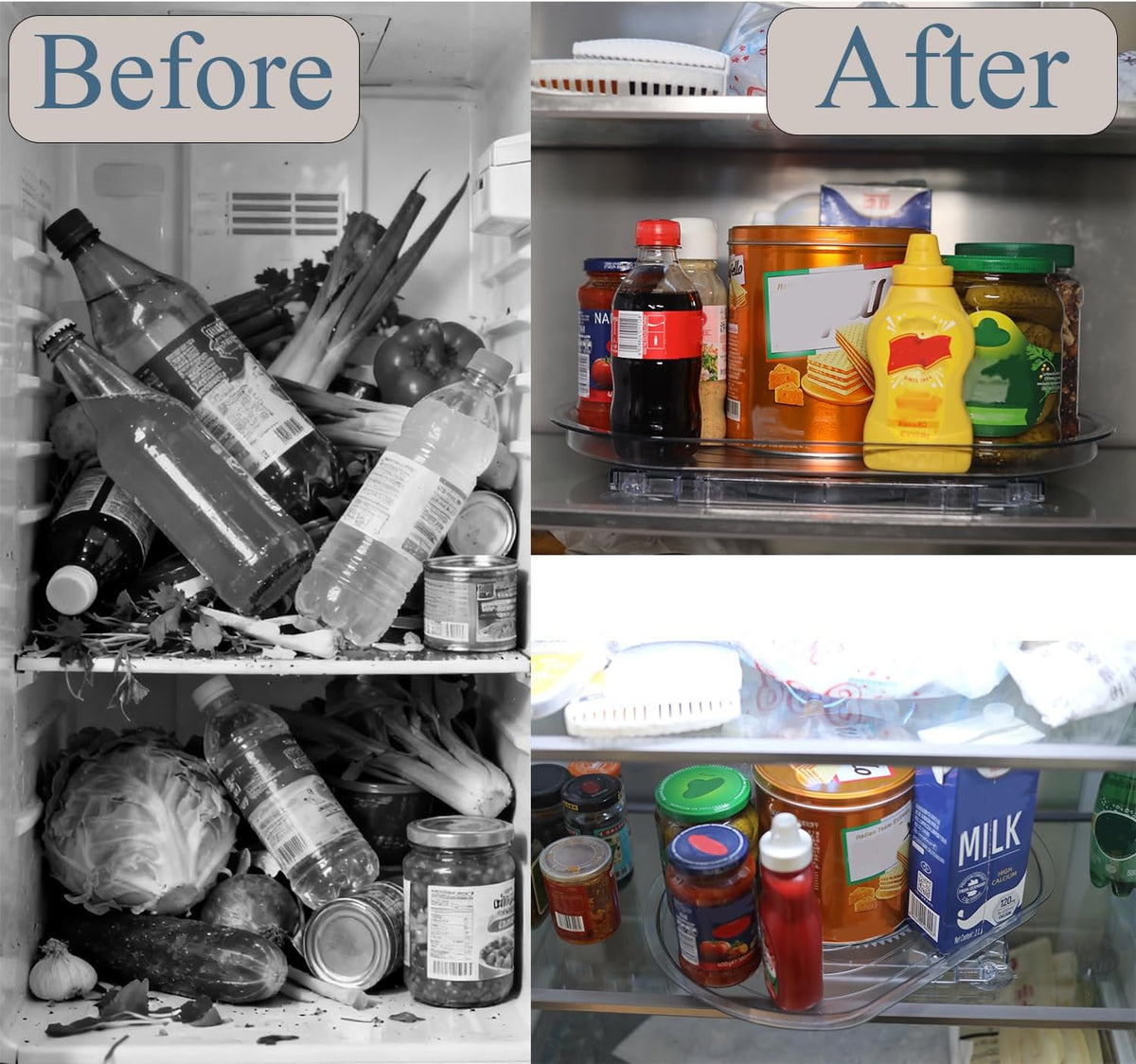 Rectangular Fridge Lazy Susan – 360° Rotating Organiser with Non-Slip Suction Cups - view 6 of 6