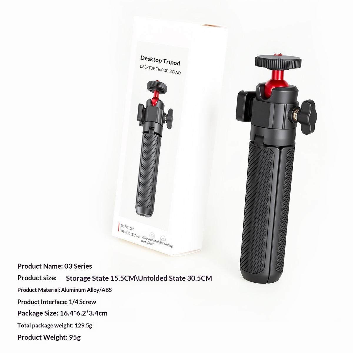 Retractable Desktop Tripod – 360° Ball Head, Phone & Action Cam - view 1 of 7