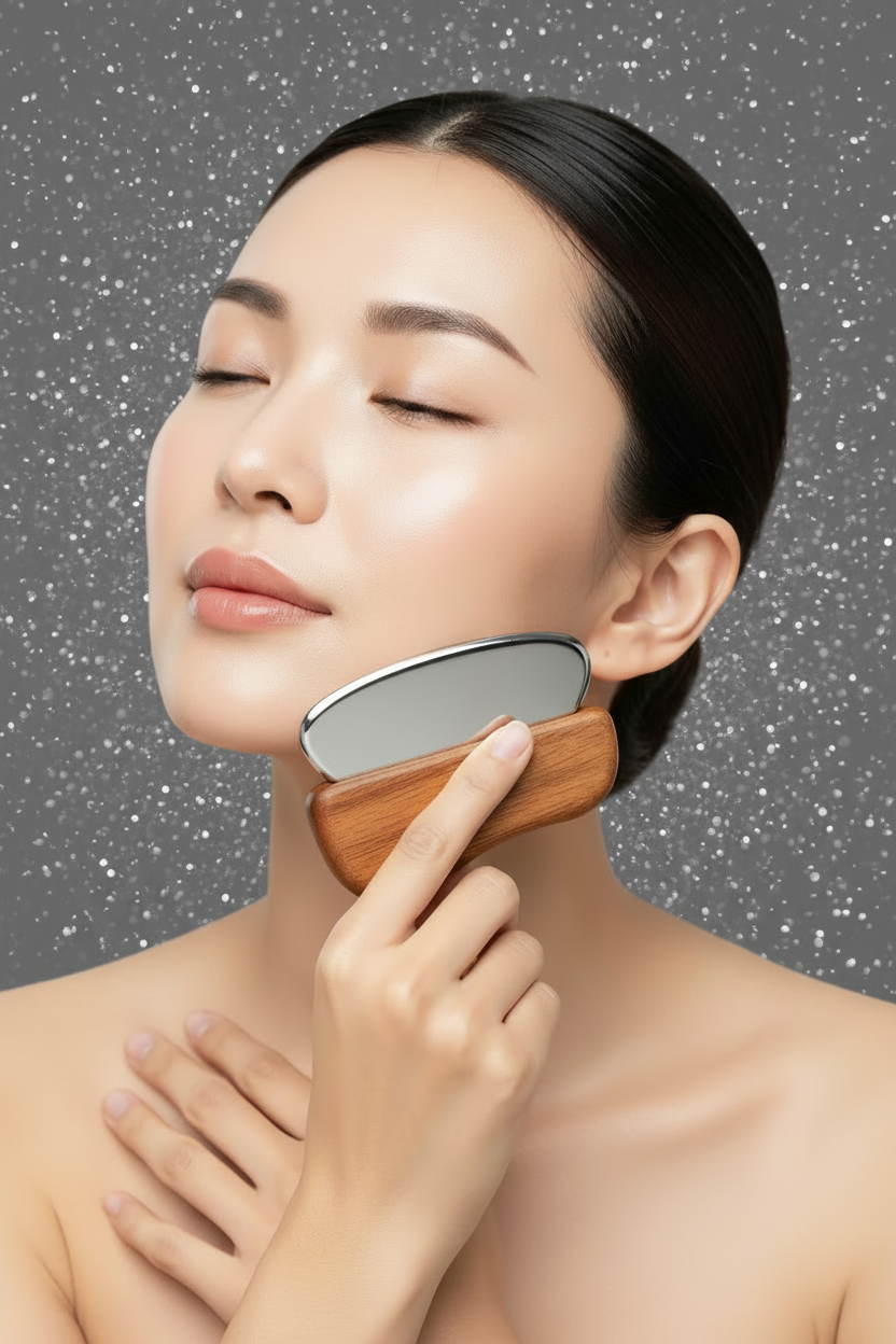 Wooden-Handle Gua Sha Facial Scraper – Zinc Alloy Contour Tool - view 9 of 9